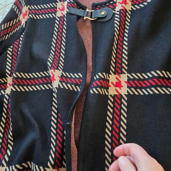 Anne Klein Jacket Women's 2X Black Red Tan Plaid Classic Career Preppy Old Money - Picture 9 of 12